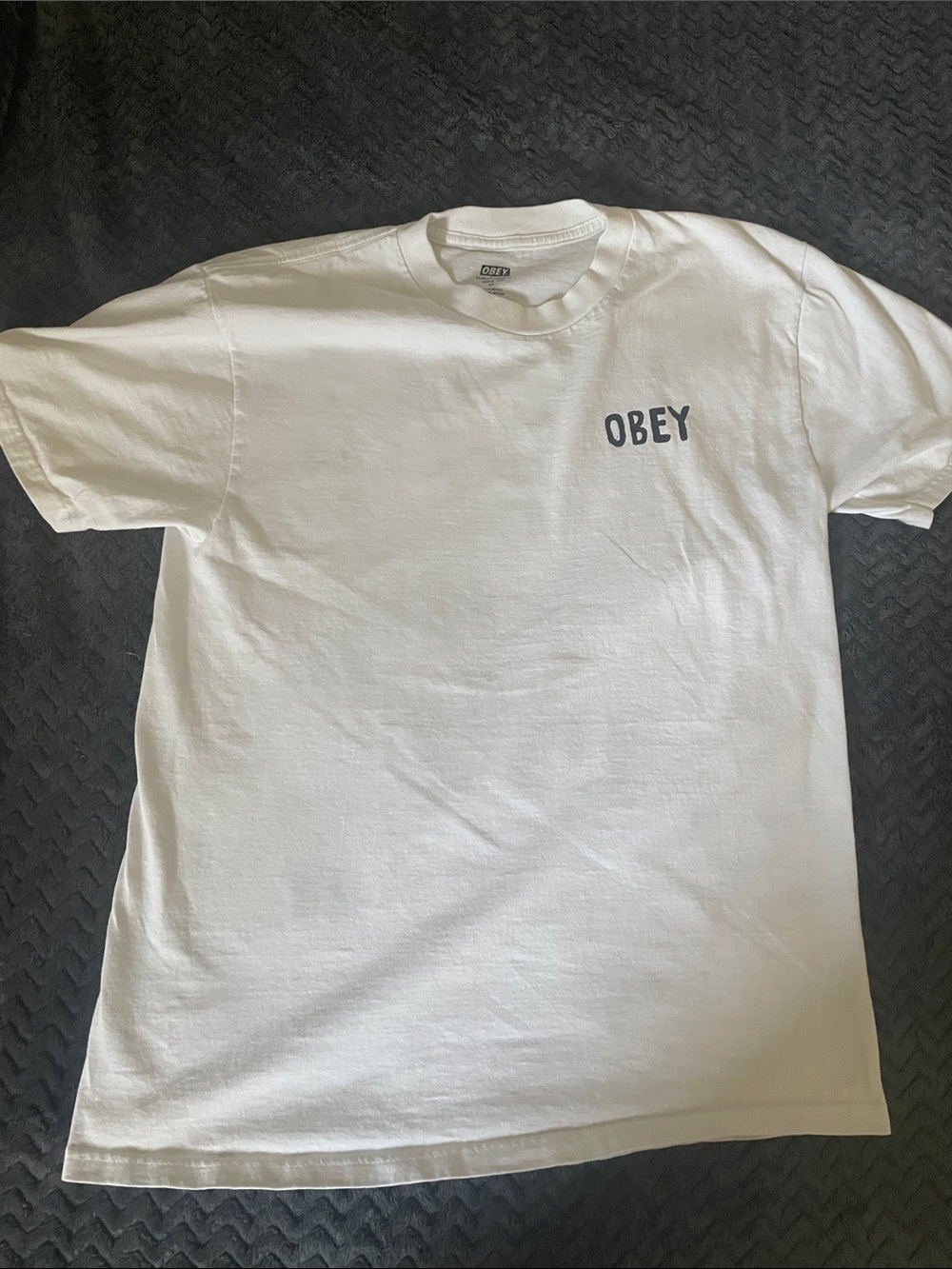 Obey White Short Sleeve Logo Tee with Black Print